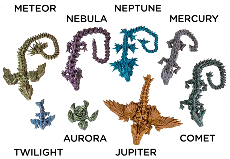 The available colors of the PLA Starlight filament