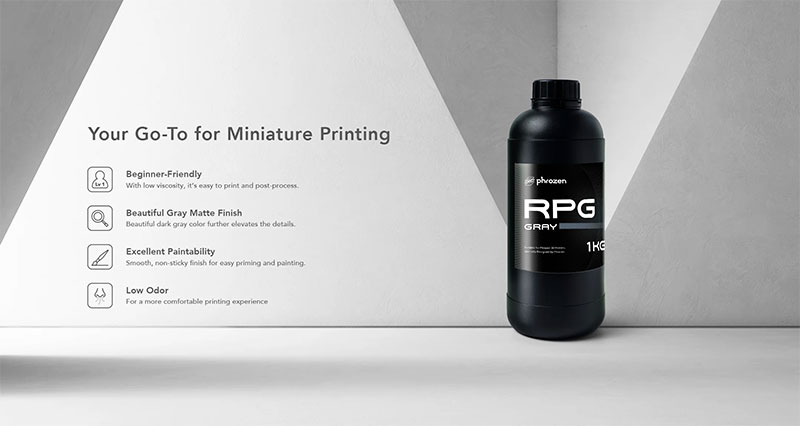 Benefits of Phrozen RPG resin for miniatures and jewelry printing.