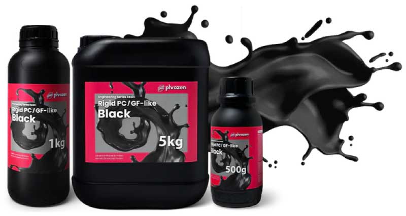 Das Rigid PC/CF ¡-like Harz ist in drei Formaten erhältlich, 500 Gramm, 1 und 5 Kilogramm.