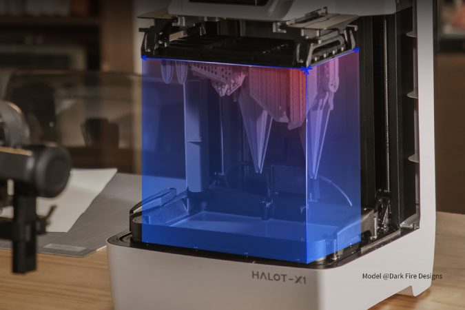 Der HALOT-X1 bietet ein Bauvolumen von 211,68x118,37x200 mm