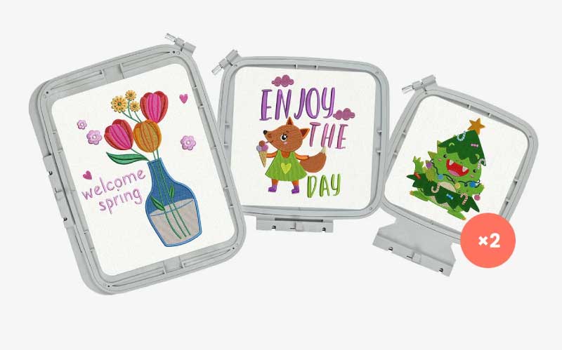 Die EOC06 Stickmaschine beinhaltet vier austauschbare Rahmen.