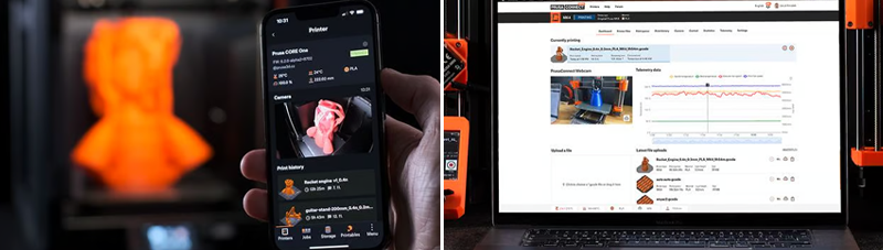 The Prusa mobile app and the Prusa Connect management platform