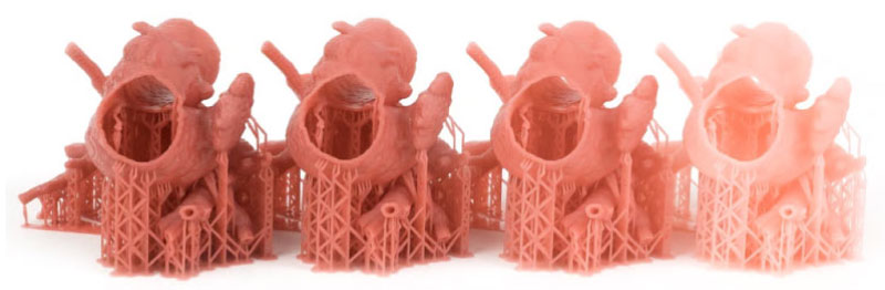 La miscela di Prusament Resin Flex Gingiva Mask con Flex Anatomic Red permette di regolare la tonalità rosata per ottenere modelli anatomici più realistici e precisi, ideali per uso medico ed educativo.