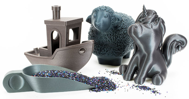 Parti stampate con Prusament PLA Riciclato. Fonte: Prusa3D