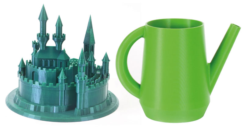 Parti stampate con i filamenti Prusament PLA Opal Green e Simply Green. Fonte: Prusa3D