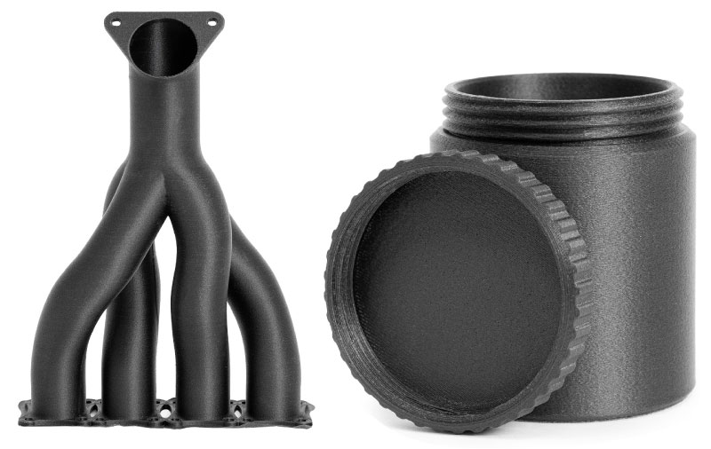 Mit kohlefaserverstärktem Prusament PP CF Filament gedruckte Teile
