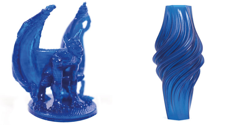 Pezzi stampati con il filamento Blu Scuro Trasparente