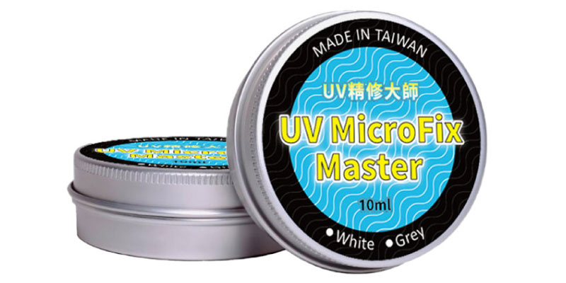 Das UV-Reparaturharz MicroFix Master korrigiert kleine Details bis hin zu größeren Bruchstellen bei 3D-Drucken.