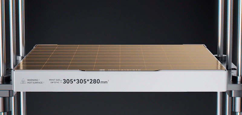 Base structure of the Plus4 printer with its double-sided textured PEI base