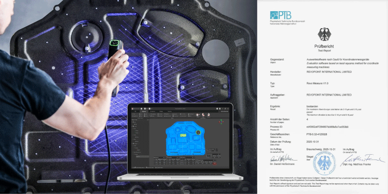 Lo scanner 3D MetroY Ultra con CMM Edition consente misurazione e ispezione 3D certificate, trasformando i dati di scansione in misure precise e verificabili tramite algoritmi metrologici certificati, garantendo ispezioni affidabili per ingegneria critica e controllo qualità.