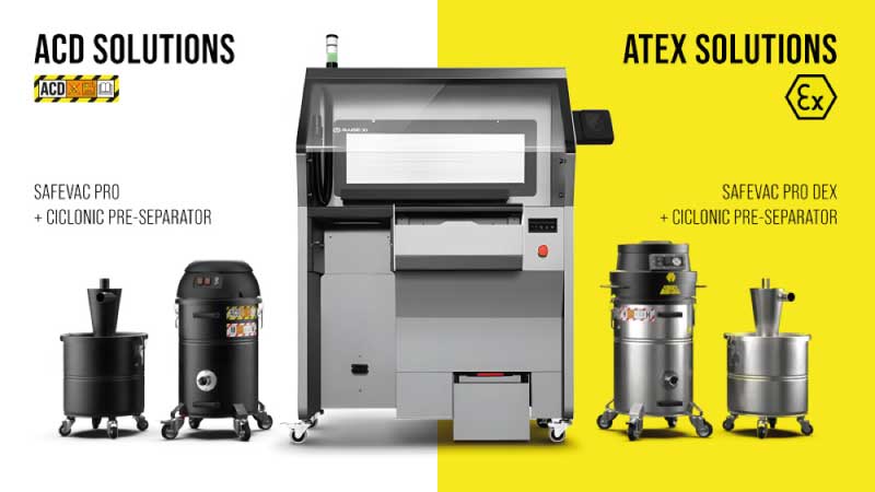 Safevac vacuum cleaners and dust separators.