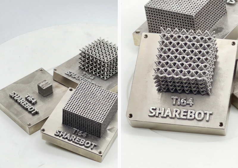 Piezas impresas en 3D con aleación de titanio en la impresora Metal One