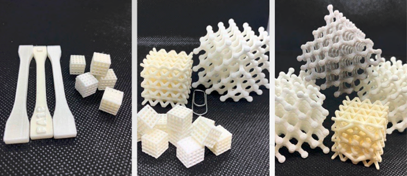 Parts 3D printed with the Snow White² printerPiezas impresas en 3D con la impresora Snow White²