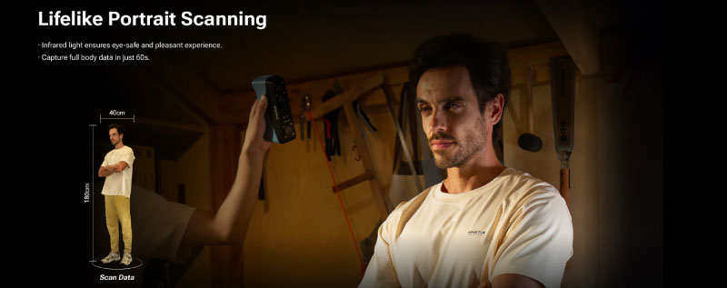 Lo scanner 3D EINSTAR 2 consente scansioni di ritratti estremamente realistiche. La luce infrarossa garantisce sicurezza e comfort, acquisendo dati completi del corpo in soli 60 secondi.