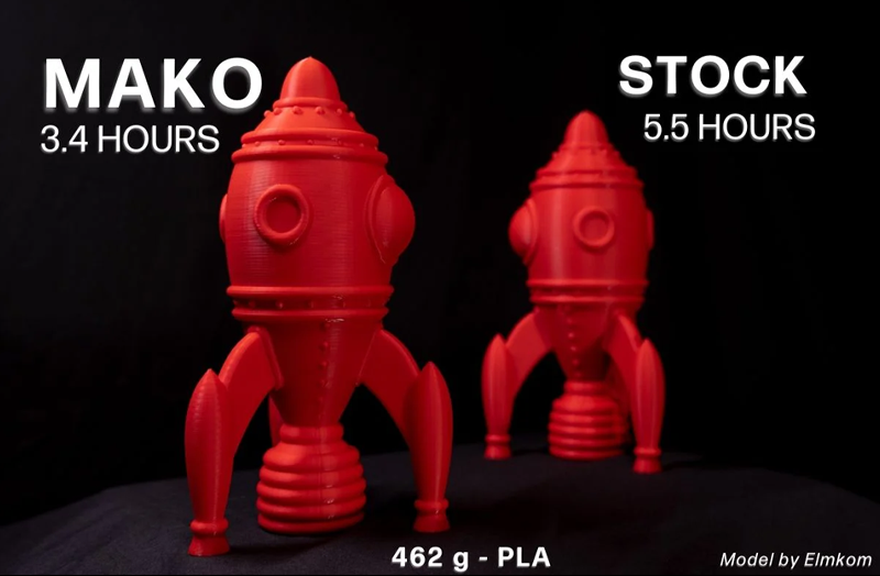 The performance of the Mako hotend vs. a stock Bambu Lab hotend