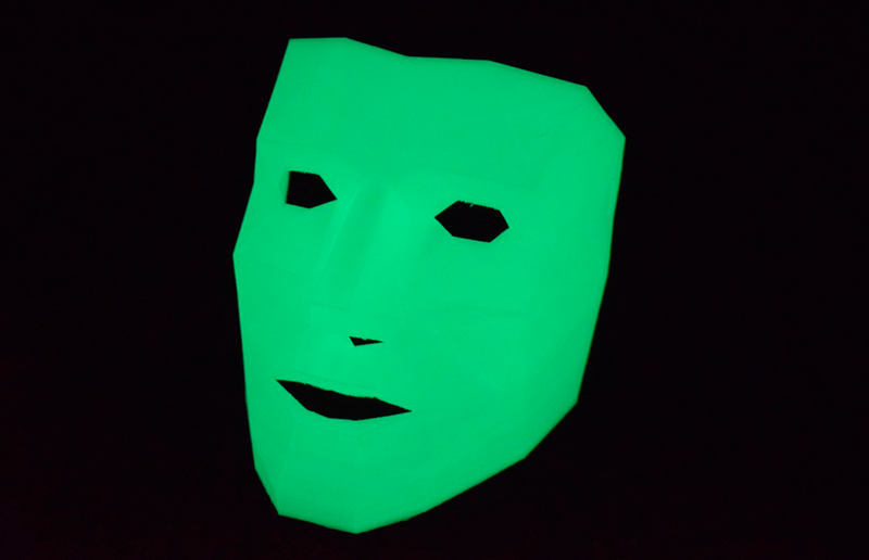 3D printed part with PLA Glow in the dark green.