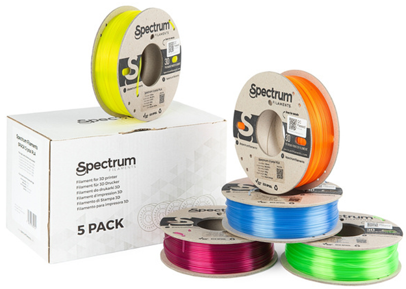 Das 5er-Pack PLA Crystal-Filamente