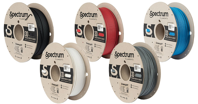 El filamento PLA de alta temperatura GreenyHT de Spectrum está disponible en 5 colores.