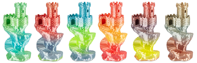 The colors of the PLA Silk Rainbow filament