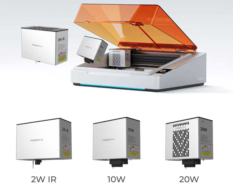 Der Gravierer erlaubt den Austausch der Lasermodule.