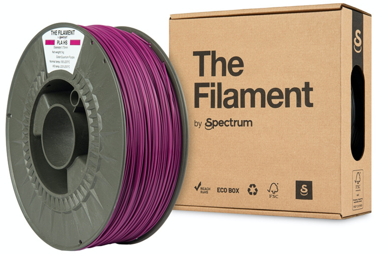 A spool of the PLA HS filament in Quantum Purple