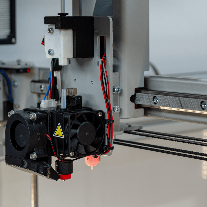 The print head and nozzles of the Big Foot 500 Modular 3D printer