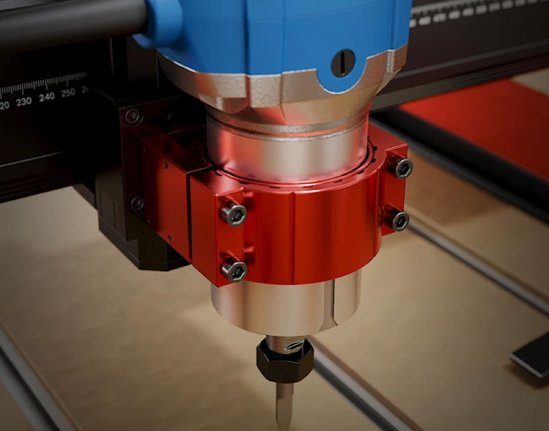 A fresadora CNC da TwoTrees permite a instalação de um fuso de 800W e 30.000 rpm.