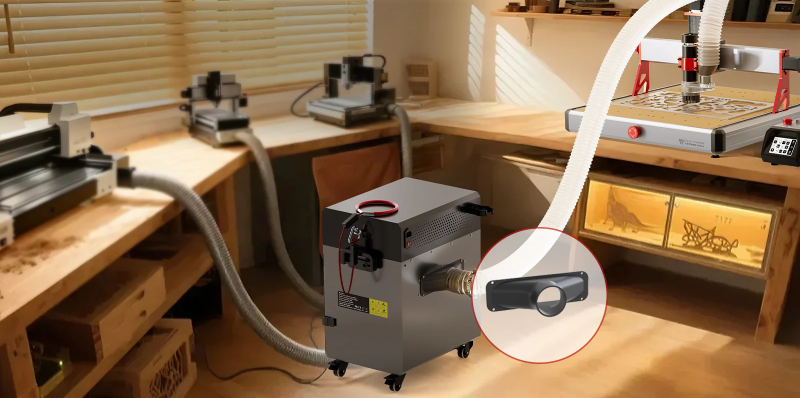 L'aspiratore per fresatrici CNC può essere utilizzato in contemporanea su più attrezzature.