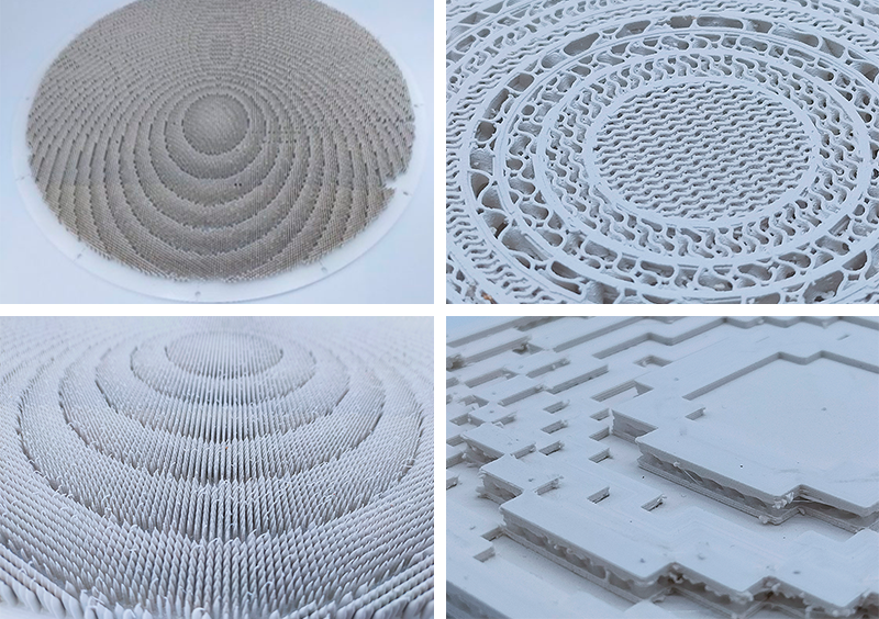 Die verschiedenen RF-Oberflächen, die mit dem Epsilon Filament 3D-gedruckt wurden