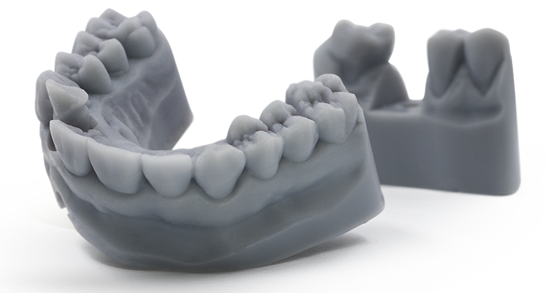 Das Dental Model Light Grey Harz erzeugt präzise Teile mit mattem Finish