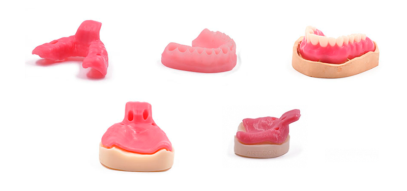 Piezas impresas con resina Dental Soft Pink
