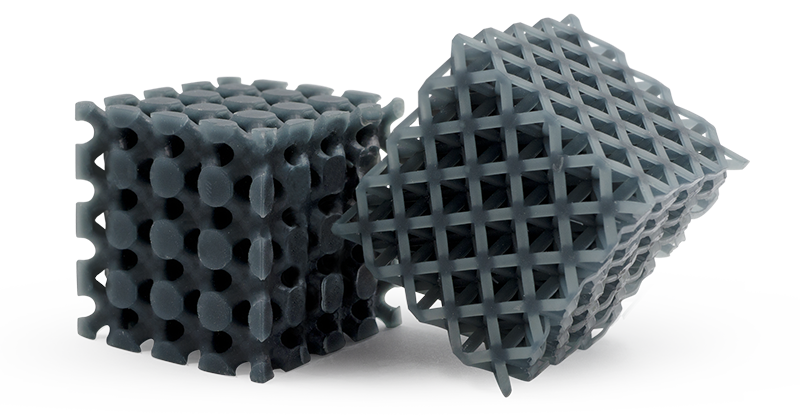 Cubes imprimés en 3D avec la résine Industrial Silicone-like Black