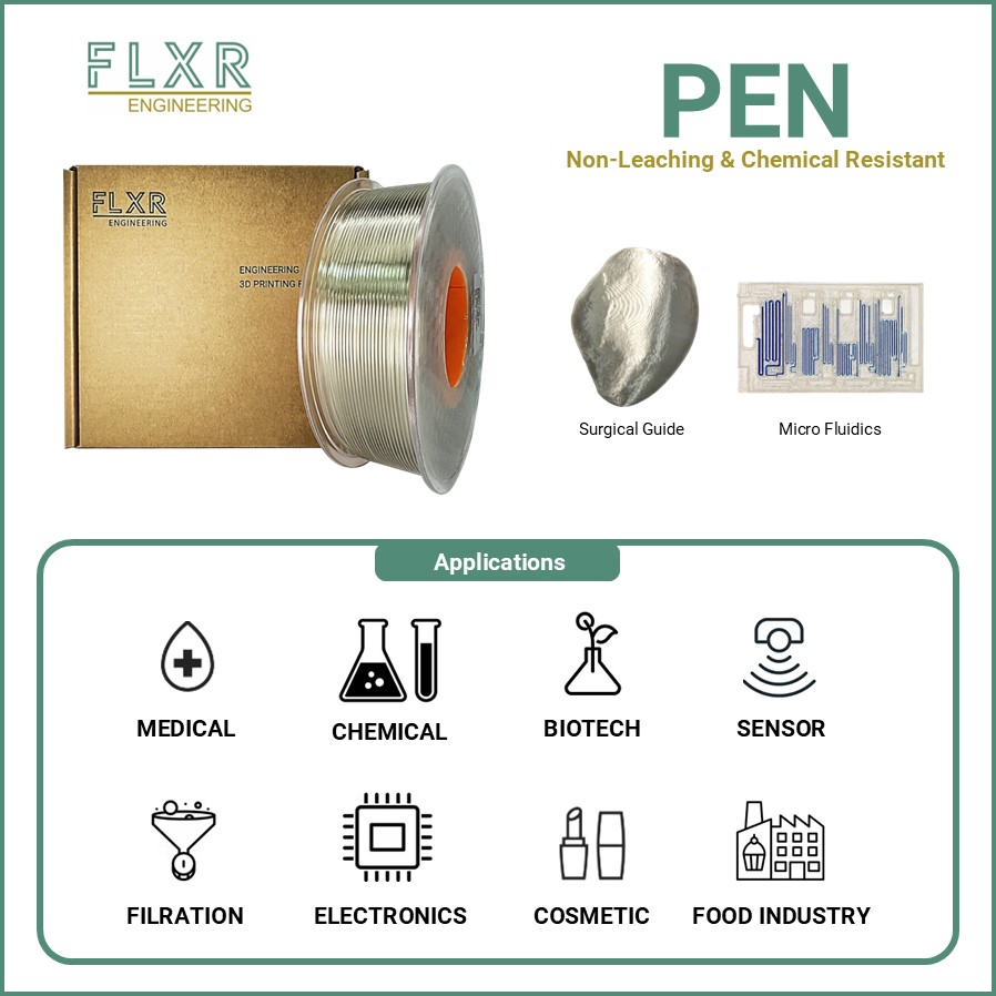 Das PEN-Filament zeichnet sich durch seine Biokompatibilität und chemische Beständigkeit aus.